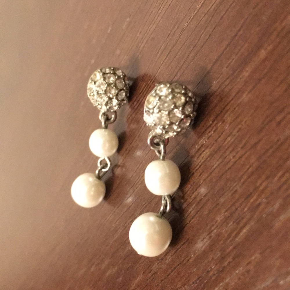 💎SALE💎 pearls diamonds dangling earrings